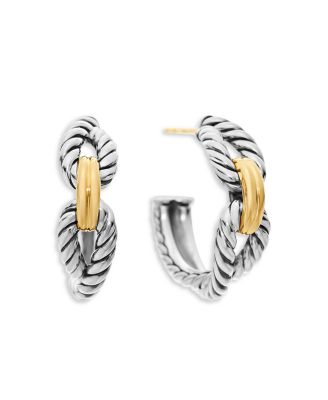 David Yurman - Cable Loop Hoop Earrings with 18K Gold