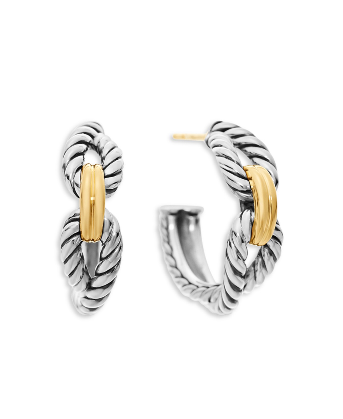 Cable Loop Hoop Earrings with 18K Gold