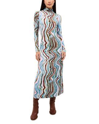 Marie Oliver - Paxton Printed Mock Neck Midi Dress