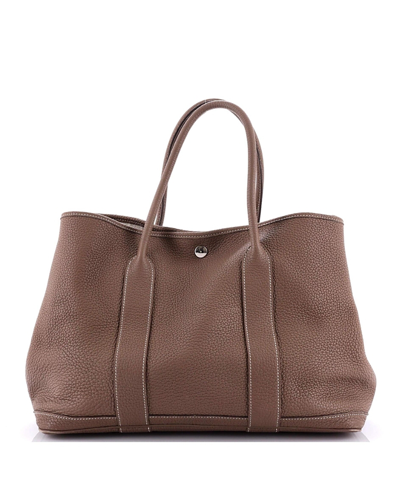 Shop Pre-owned Hermes Hermes 36 Garden Party Tote Leather In Gray