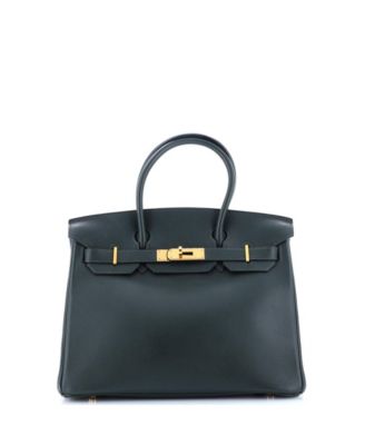 Pre-Owned Hermes Birkin 30 Handbag Green Gulliver with Gold Hardware
