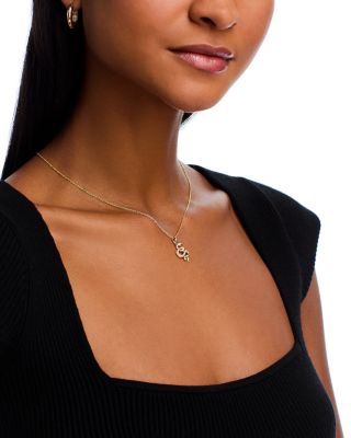 Tsavorite & Diamond Snake Pendant Necklace in 14K Yellow Gold, 18"