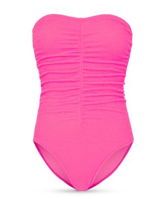 Textured Ruched One Piece Swimsuit