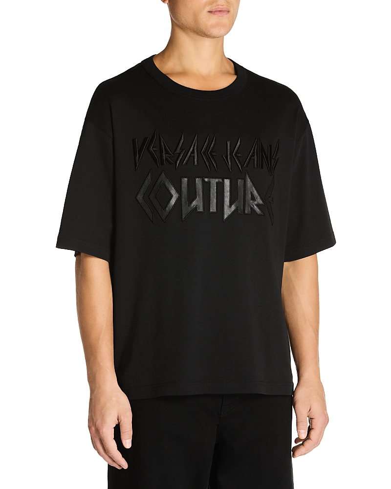 VERSACE JEANS COUTURE EMBROIDERED TONAL LOGO TEE