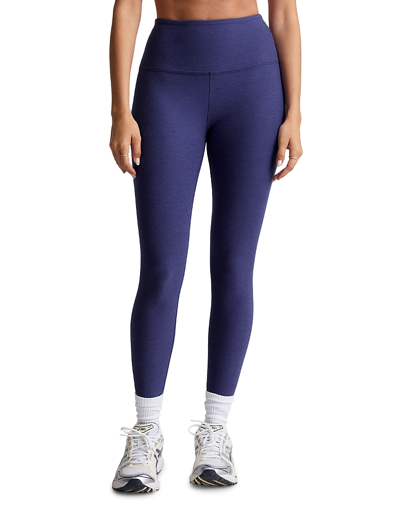 BEYOND YOGA SPACEDYE CAUGHT IN THE MIDI HIGH WAISTED LEGGING IN ETERNAL BLUE HEATHER