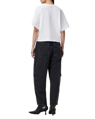 Daisy Mae High Rise Cropped Tapered Cargo Jeans in Washed Black