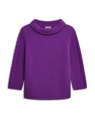 Camilla Boat Neck Cable Knit Sleeve Sweater 