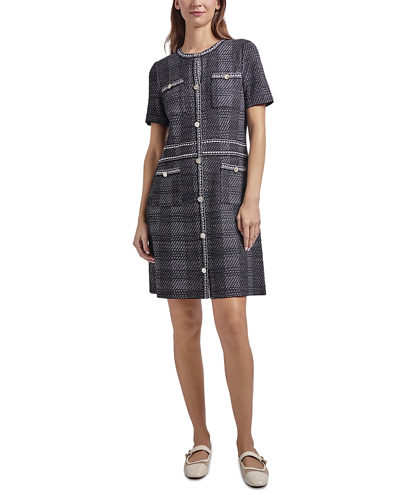 Misook Plaid Button Front Sheath Dress
