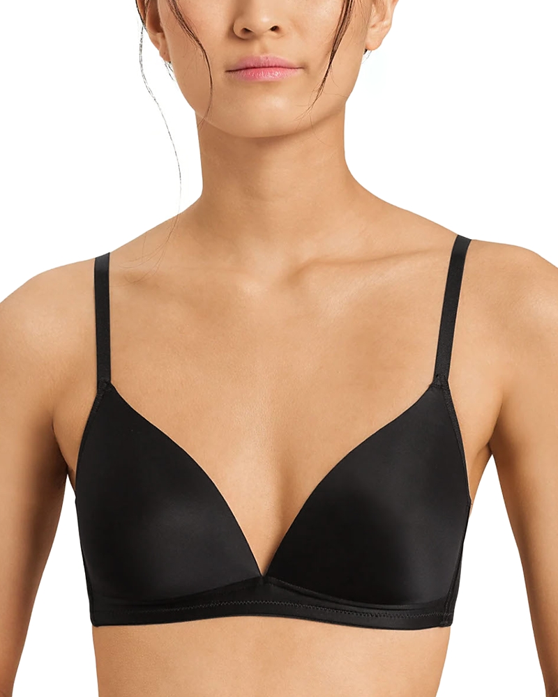 Hanro Satin Deluxe Soft Cup Wireless T-shirt Bra In Black