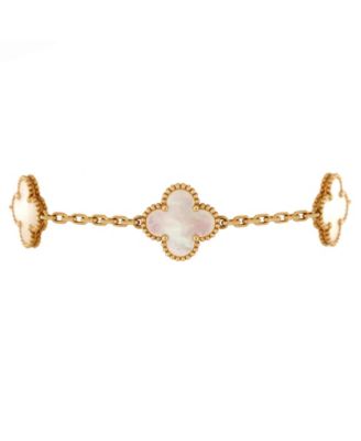 Pre-Owned Van Cleef & Arpels Vintage Alhambra 5 Motifs Bracelet 18K Gold and Mother of Pearl