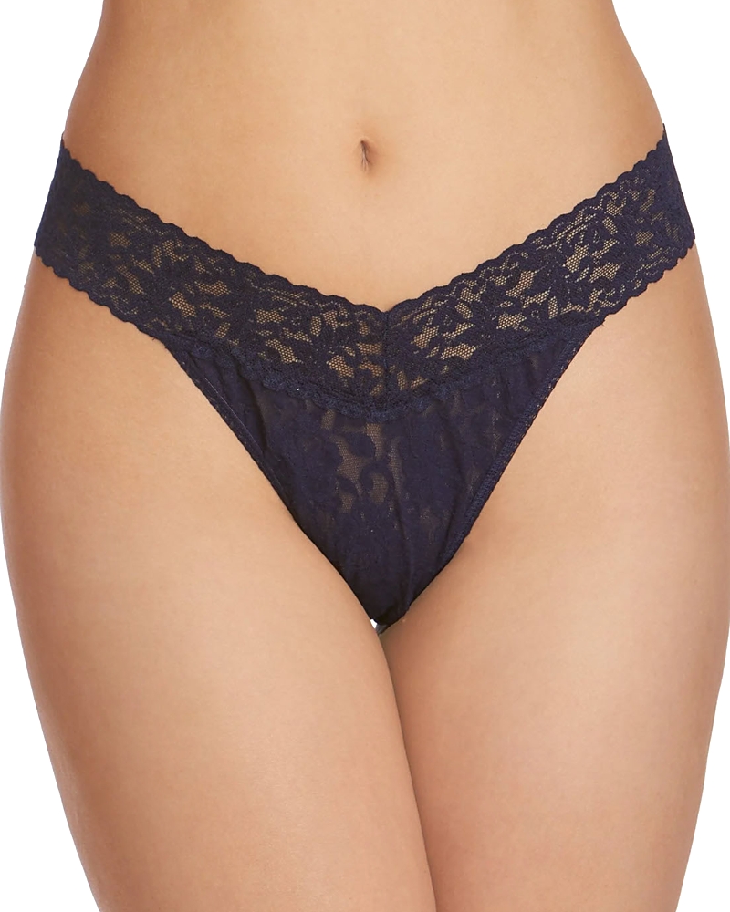 Hanky Panky Signature Lace Original-rise Rolled Thong In Navy