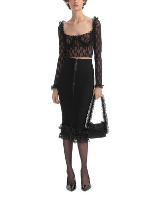 x Christopher Kane Ruffle Knit Midi Skirt  