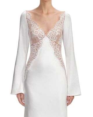 x Christopher Kane Lace Satin Long Sleeve Maxi Dress