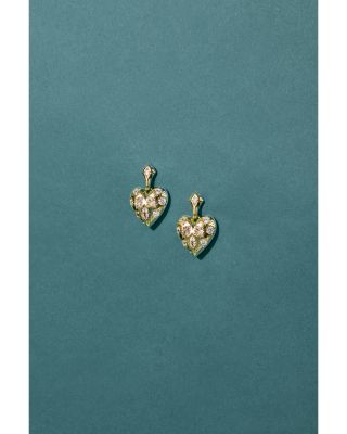 Holland 14K Gold Plated Mixed Cut Stone Heart Drop Earrings 