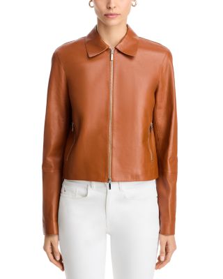 Zip Front Cropped Leather Jacket