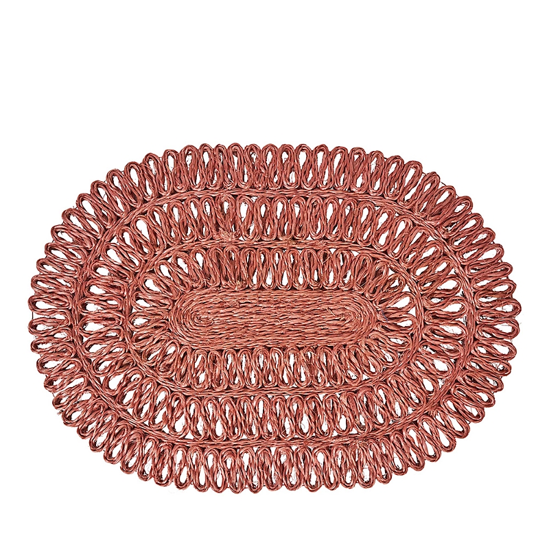 Juliska Straw Loop Oval Placemat In Coral