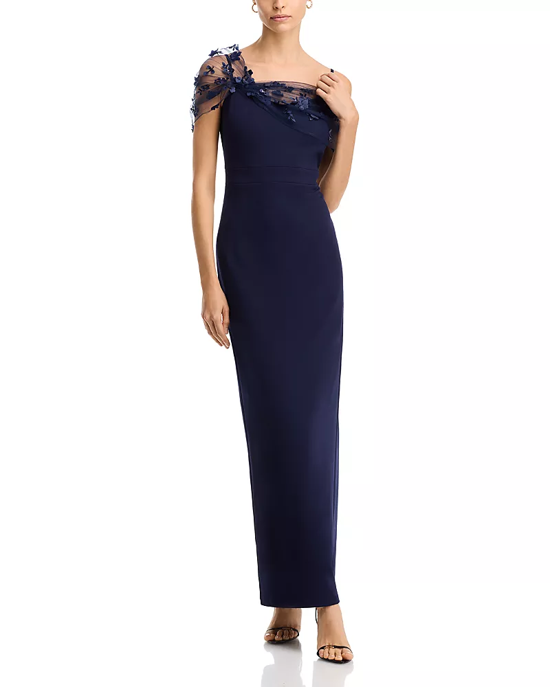 Eliza J Beaded Twist Overlay Gown