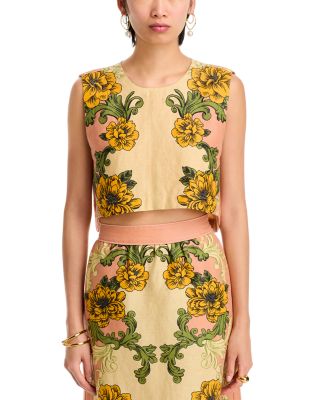 Delicate Flower Linen Arabesque Top