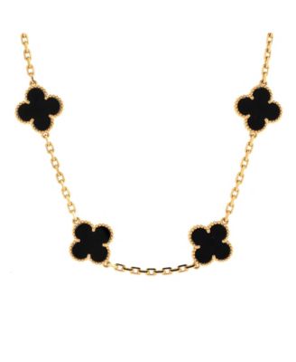 Pre-Owned Van Cleef & Arpels Vintage Alhambra 20 Motifs Necklace 18K Gold and Onyx