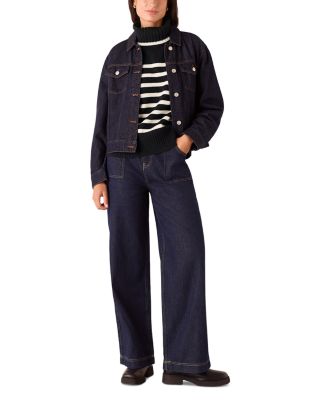 High Neck Striped Wool Sweater