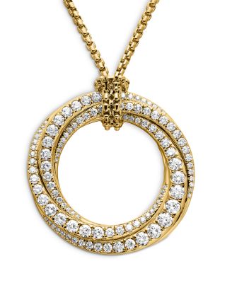 Pav&eacute; Crossover Pendant Necklace in 18K Yellow Gold with Diamonds, 30mm
