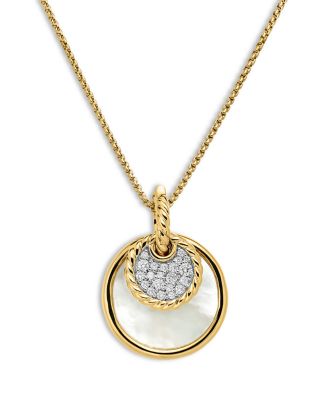 18K Yellow Gold DY Elements&reg; Black Onyx, Mother-of-Pearl & Diamond Convertible Pendant Necklace, 17"