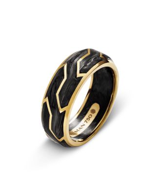 Men's Forged Carbon Band Ring in 18K Gold, 10