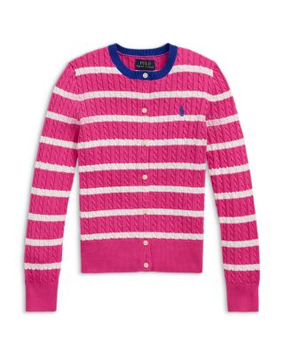 Ralph Lauren - Girls' Striped Mini Cable Cardigan - Big Kid