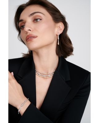 PIRANESI - 18K White Gold One Diamond Collar Necklace, 17.25"