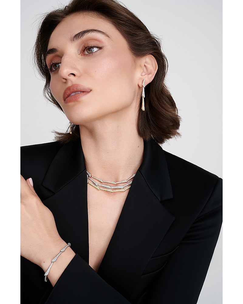 Piranesi 18K White Gold One Diamond Collar Necklace, 17.25