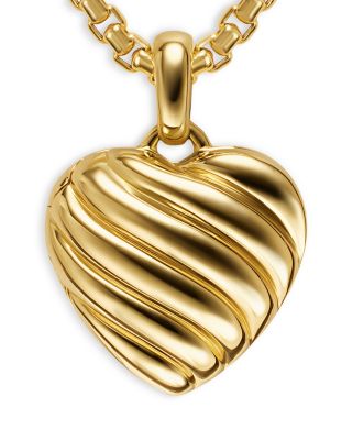 Sculpted Cable Heart Locket in 18K Yellow Gold, 23mm