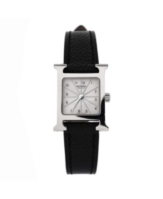 Pre-Owned Hermes Pre-Owned Hermes Heure H Quartz Watch in Stainless Steel and Leather 17mm