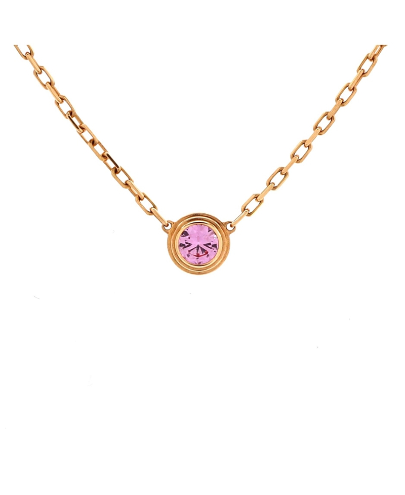 Pre-owned Cartier Cartier Cartier D'amour 1 Pink Sapphire Necklace 18k Rose Gold