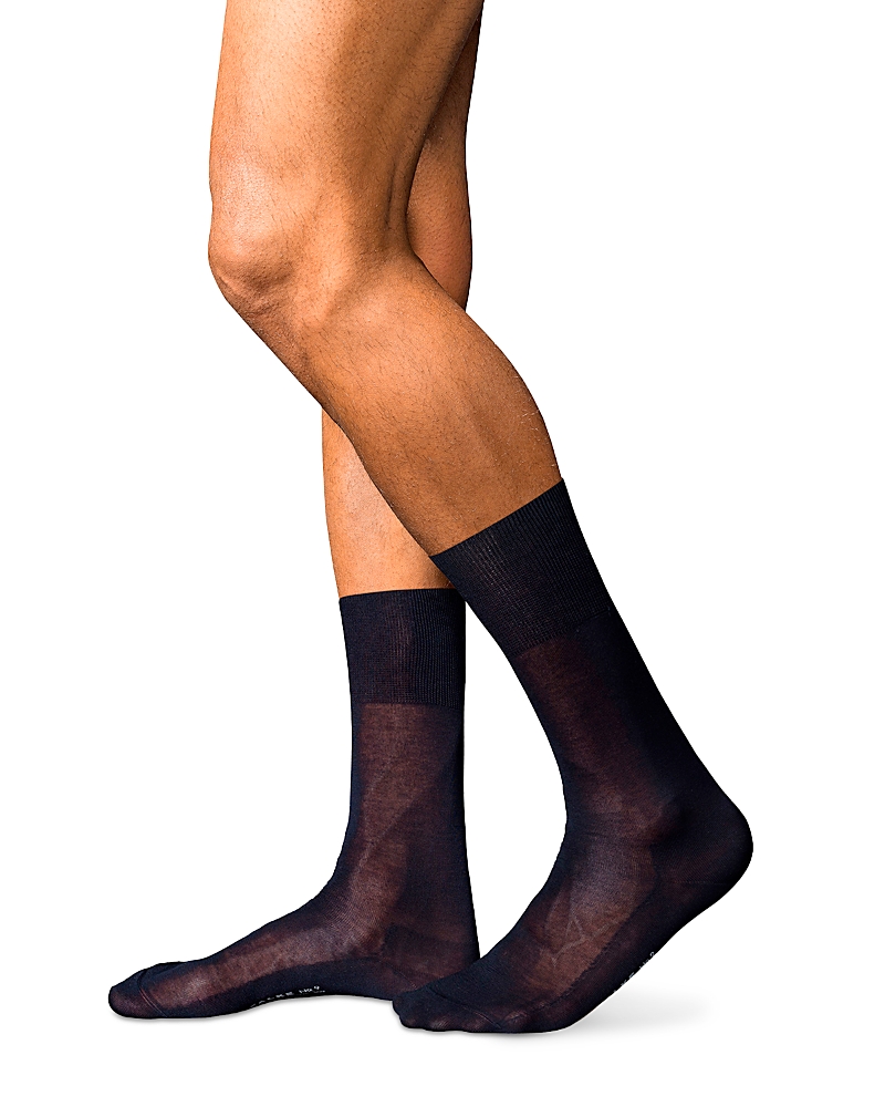 Shop Falke No. 9 Fil D'ecosse Mercerized Dress Socks In Dark Navy
