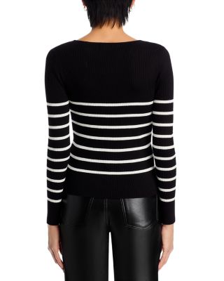 Striped Sweetheart Neck Sweater