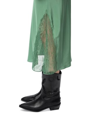 Jayla Lace Trim Silk Midi Skirt