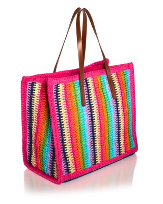 Large Multicolor Raffia Tote Bag - Exclusive