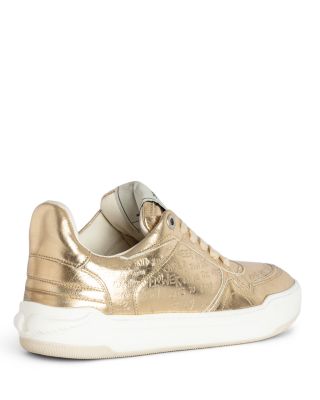 Women's Wings Vintage Metallic Gold Graffiti Sneakers