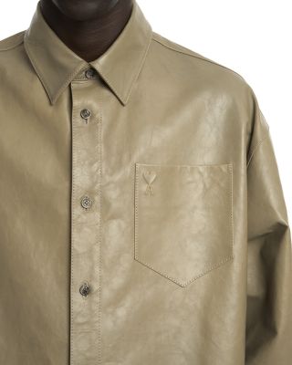 Boxy Fit Leather Shirt Jacket