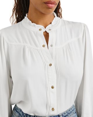Alanna Ruffle Mandarin Collar Blouse