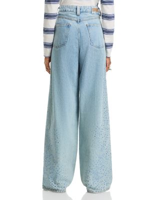 High Rise Wide Leg Jeans in Aqua Blue