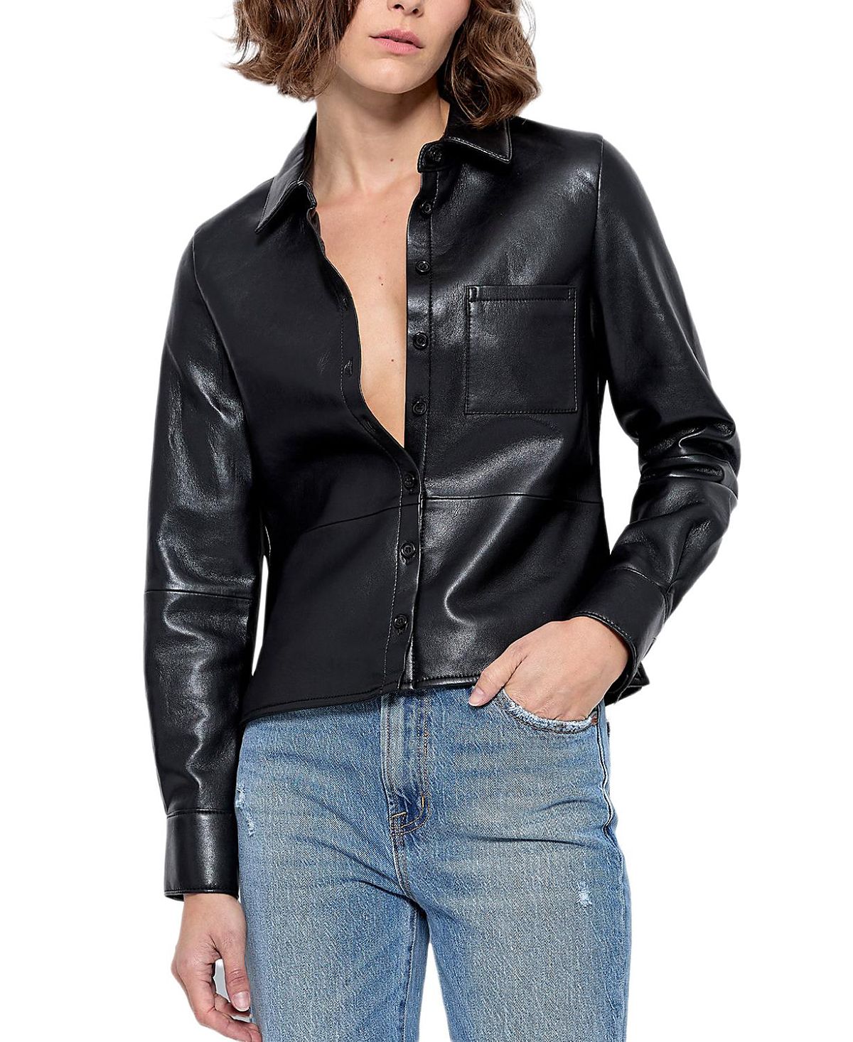 As by Df La Nuit Recycled Leather Blouse