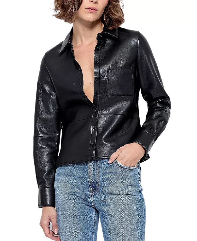 As by Df La Nuit Recycled Leather Blouse