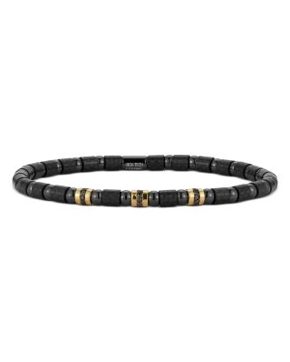 Roberto Demeglio Men's 18K Rose Gold & Black Ceramic Demeglio Black Diamond & Carbon Fiber Stretch Bracelet