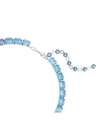Millenia Blue Octagon Crystal Collar Necklace, 15"-18"