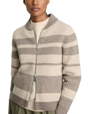 REISS - Alexa Stripe Zip Through Sweater