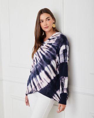 Tie Dyed Asymmetric Hem Hoodie Top 