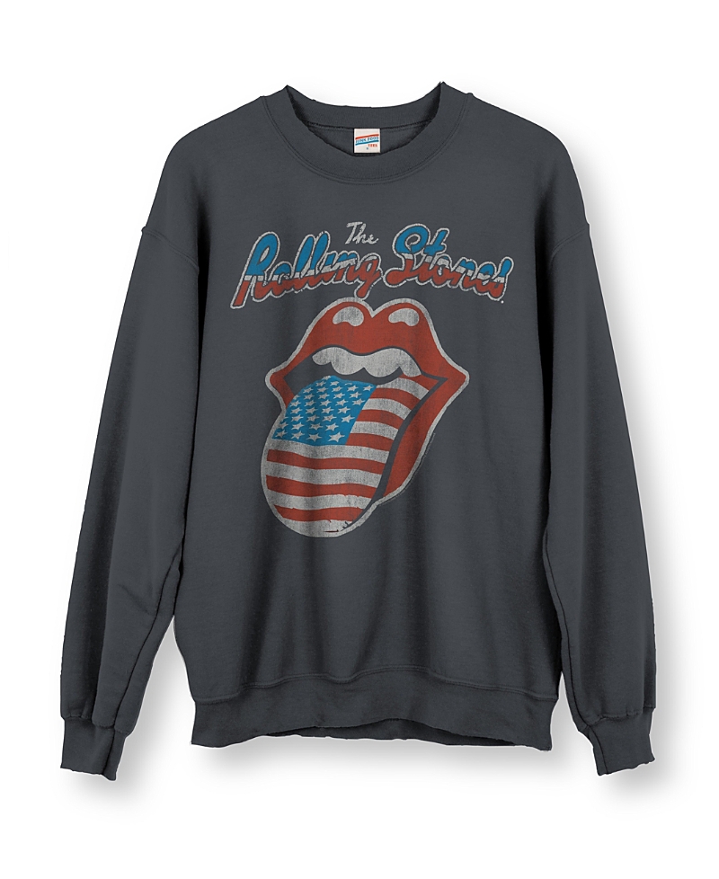 Junk Food Clothing Unisex The Rolling Stones America '78 Flea Market Fleece Sweatshirt In Charcoal