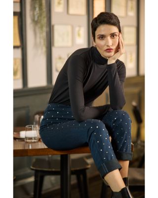 Studded High Rise Skinny Jeans in Indigo