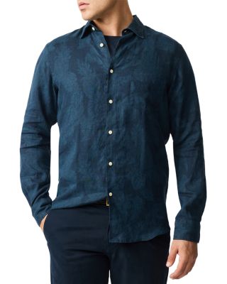 North River Slim Fit Printed Linen Shirt